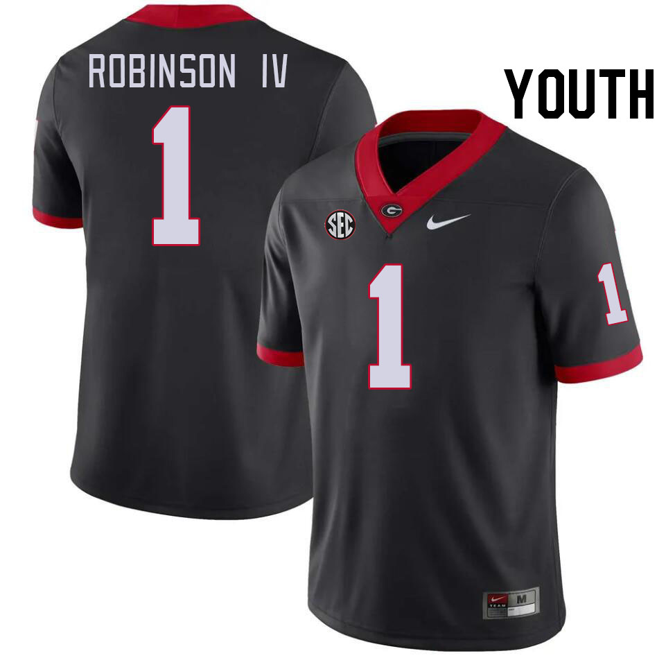 Youth #1 Ellis Robinson IV Georgia Bulldogs College Football Jerseys Stitched-Black